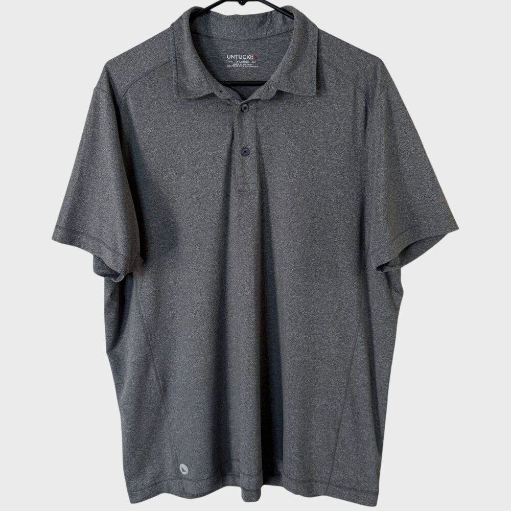 UNTUCKit Performance Stretch Short-Sleeve Polo Shirt Gray Men's XL Golf Casual